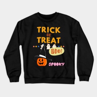 Happy Halloween Trick or Treat Witch Pumpkin Skull Spooky Crewneck Sweatshirt